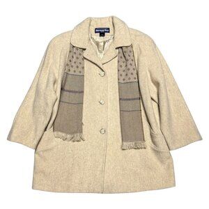 HERMAN KAY Vintage Wool Business Casual Winter Coat With SCARF Womens Petite XL